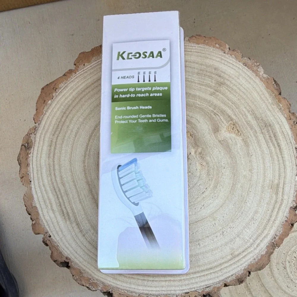 Keosaa Sonic Brush Heads 4-Pack Soft Bristles End-rounded White Replacement Hea…